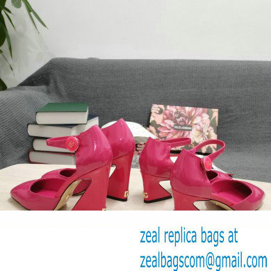 Dolce  &  Gabbana Heel 6.5cm/10.5cm Patent leather Mary Janes Fuchsia with Geometric Heel 2022